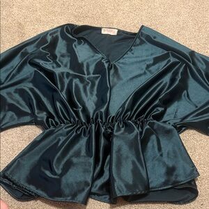 Chic Satin Blouse in Deep Teal
